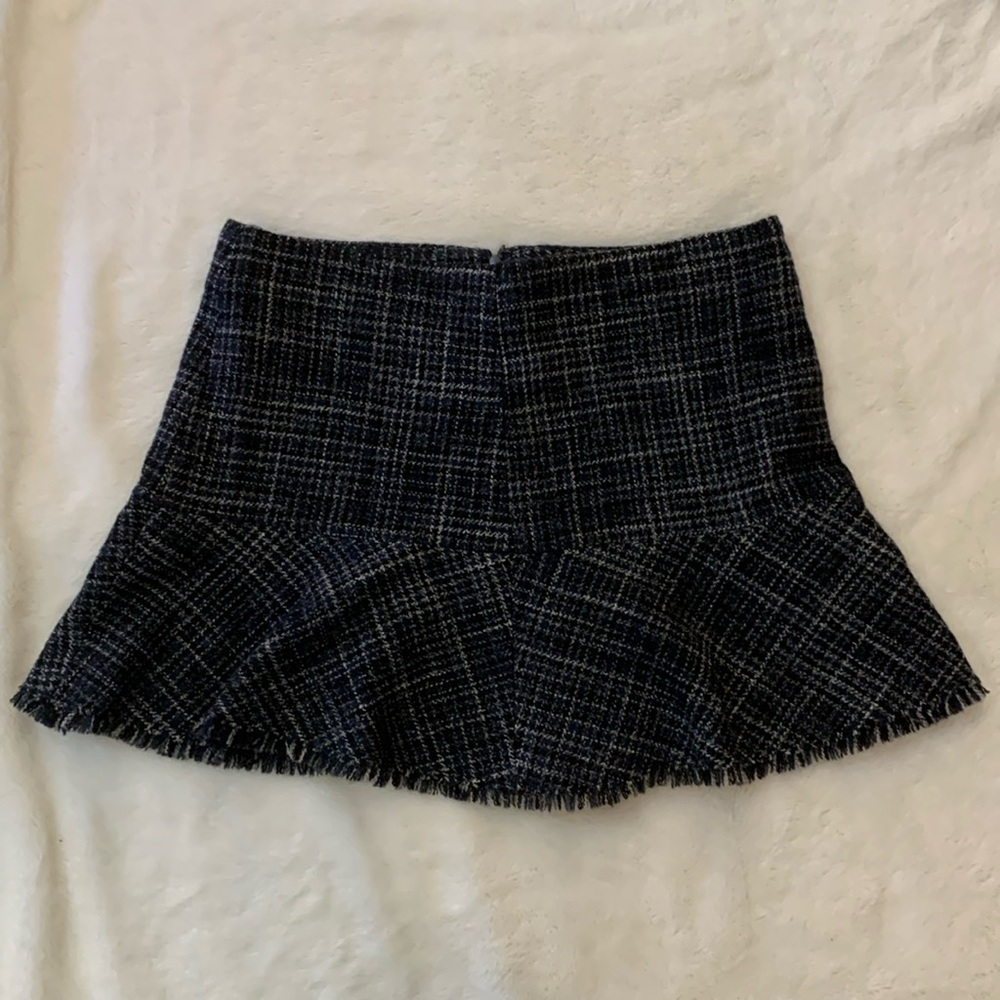 Theory Voilan Blue Multi Burmelia Wool Mini Skirt 8 Tweed